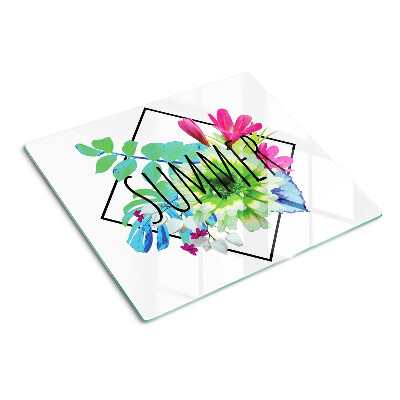 Tábua para corte Flores de verão com a palavra