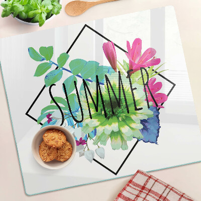 Tábua para corte Flores de verão com a palavra