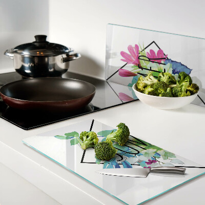 Tábua para corte Flores de verão com a palavra