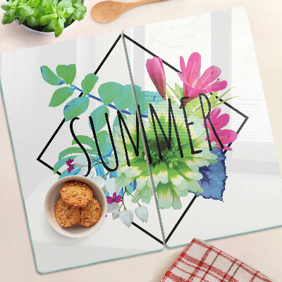 Tábua para corte Flores de verão com a palavra