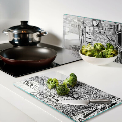 Tábua para cozinha Nova York no estilo de história em quadrinhos