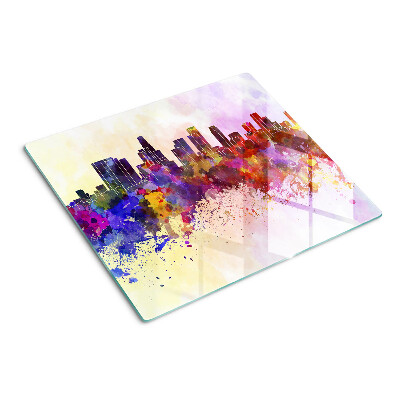 Tábua para corte Paisagem de uma silhueta urbana em aquarela