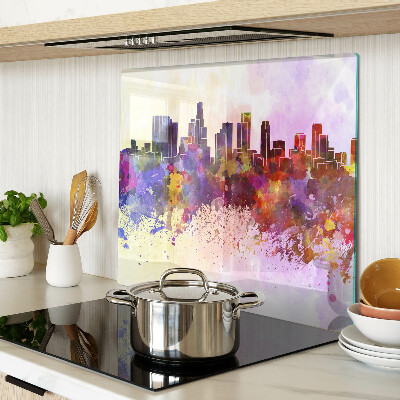 Tábua para corte Paisagem de uma silhueta urbana em aquarela