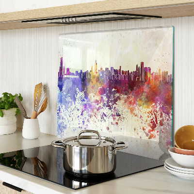 Tábua para cozinha Panorama da cidade em pontos coloridos