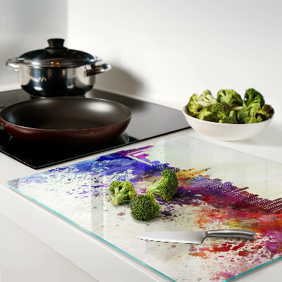 Tábua para cozinha Panorama da cidade em pontos coloridos