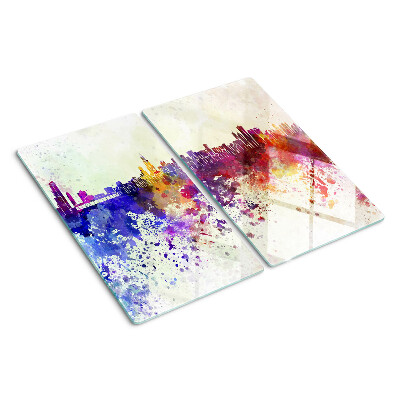 Tábua para cozinha Panorama da cidade em pontos coloridos