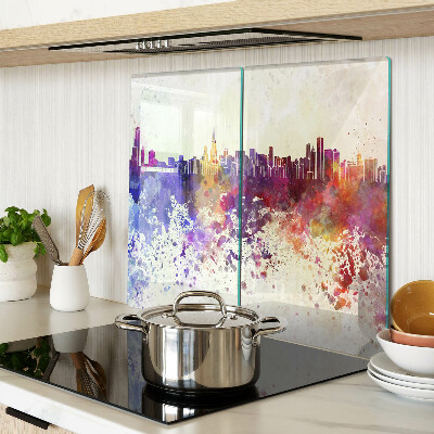 Tábua para cozinha Panorama da cidade em pontos coloridos