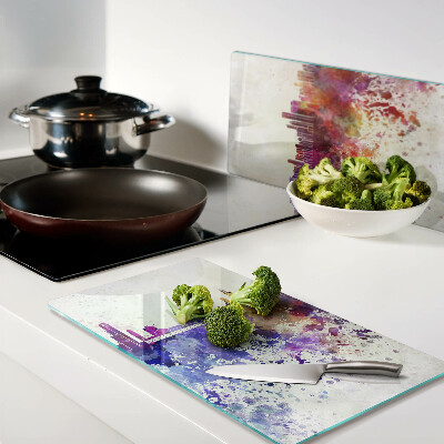 Tábua para cozinha Panorama da cidade em pontos coloridos