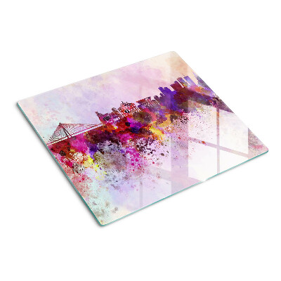 Tábua para corte Uma cidade em estilo aquarela