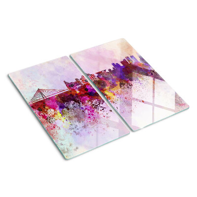 Tábua para corte Uma cidade em estilo aquarela