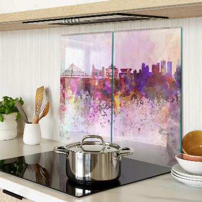 Tábua para corte Uma cidade em estilo aquarela