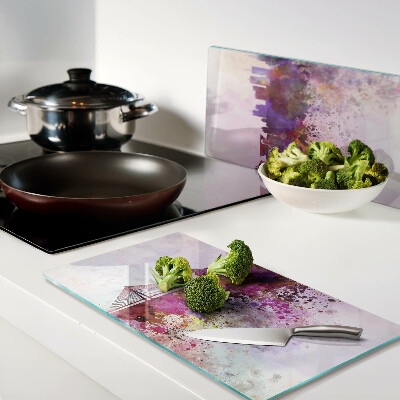 Tábua para corte Uma cidade em estilo aquarela