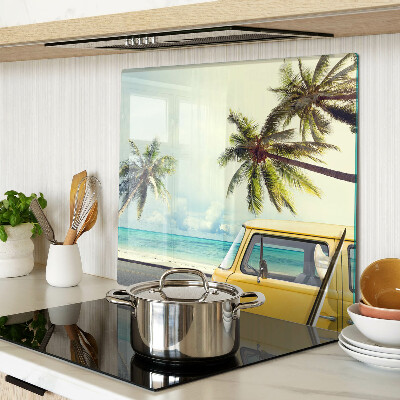 Tábua para cozinha Praia com palmeiras e um carro