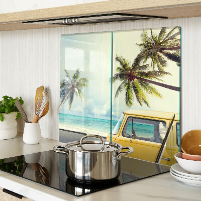 Tábua para cozinha Praia com palmeiras e um carro