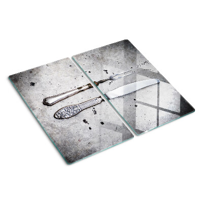 Tábua para corte Talheres em fundo de concreto