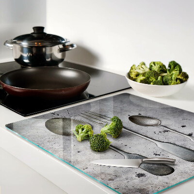 Tábua para cozinha Talheres em fundo de concreto