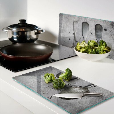 Tábua para cozinha Talheres em fundo de concreto