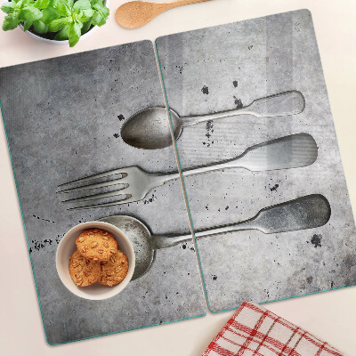 Tábua para cozinha Talheres em fundo de concreto