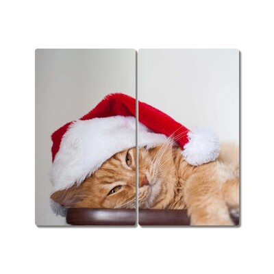 Tábua cozinha Chapéu de Papai Noel Gato Natal