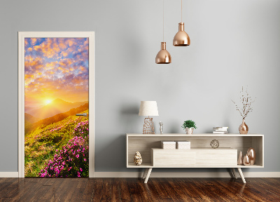 Papel de parede em porta Pôr do sol na montanha