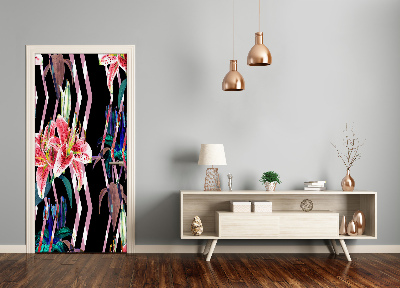 Adesivo em porta Fundo de lírios