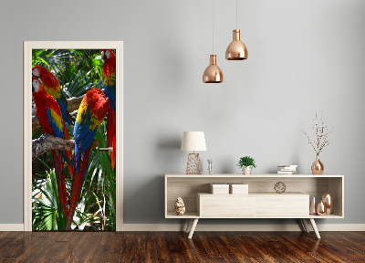 Adesivo em porta Papagaios araras