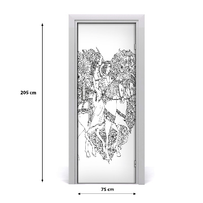 Papel de parede em porta Mulher e homem