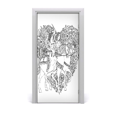 Papel de parede em porta Mulher e homem