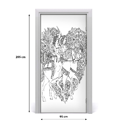 Papel de parede em porta Mulher e homem