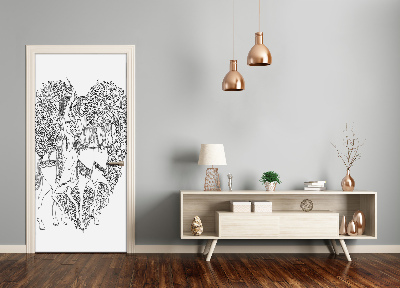 Papel de parede em porta Mulher e homem