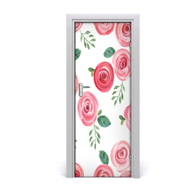 Autocolante para porta rosas cor de rosa