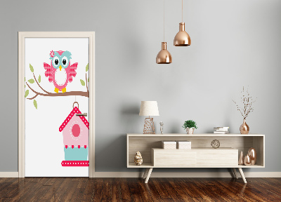 Adesivo em porta Coruja em um galho