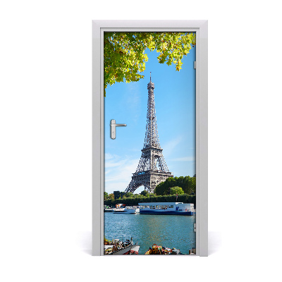 Papel de parede em porta Torre Eiffel