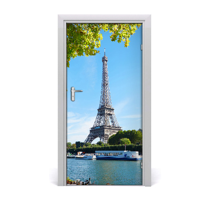 Papel de parede em porta Torre Eiffel