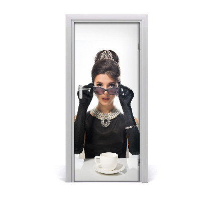 Autocolante para porta Mulher com óculos