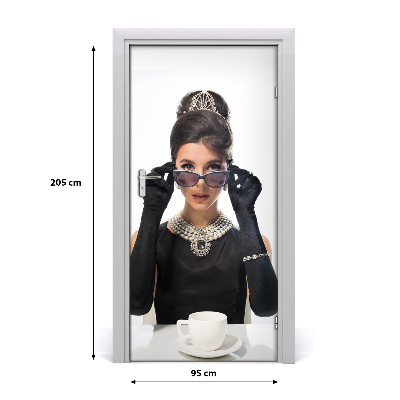 Autocolante para porta Mulher com óculos