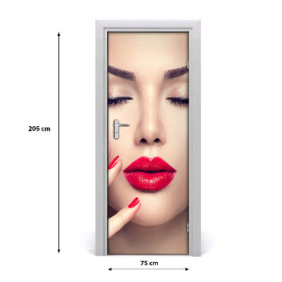 Adesivo em porta Lábios vermelhos