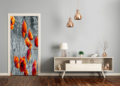 Papel de parede em porta Papoulas do campo