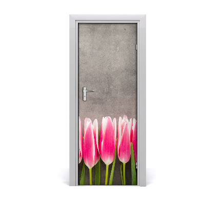 Adesivo em porta Tulipas cor de rosa