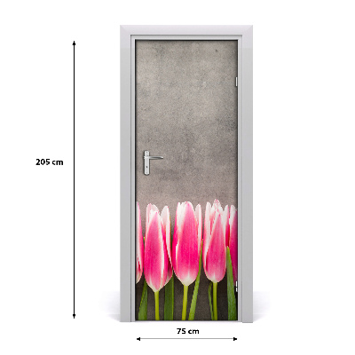 Adesivo em porta Tulipas cor de rosa
