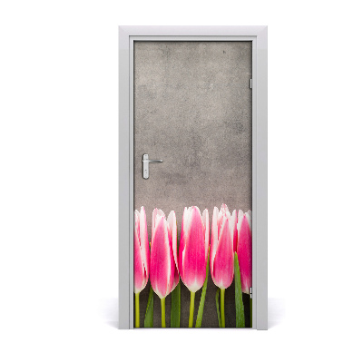 Adesivo em porta Tulipas cor de rosa