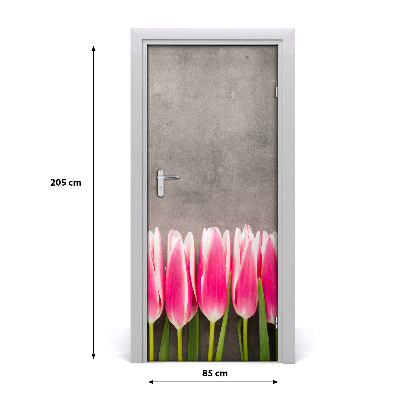 Adesivo em porta Tulipas cor de rosa