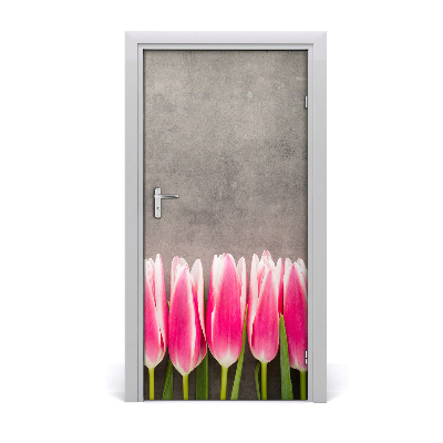 Adesivo em porta Tulipas cor de rosa