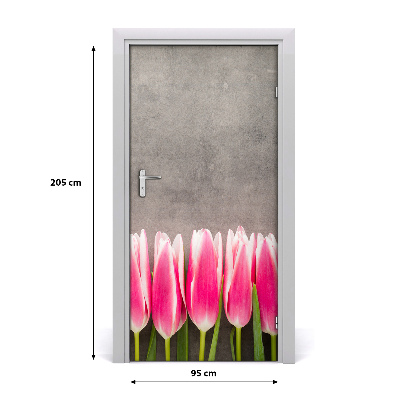 Adesivo em porta Tulipas cor de rosa