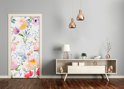 Papel de parede em porta Papoulas