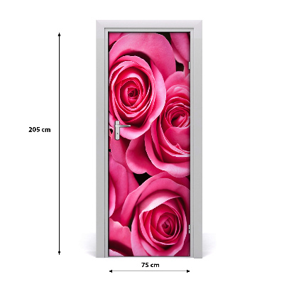 Autocolante para porta rosas cor de rosa