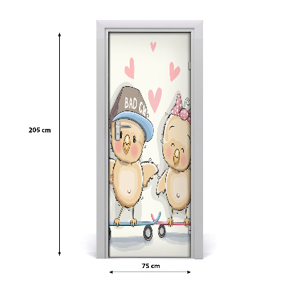 Papel de parede em porta Galinhas de skate