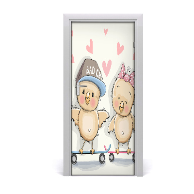 Papel de parede em porta Galinhas de skate