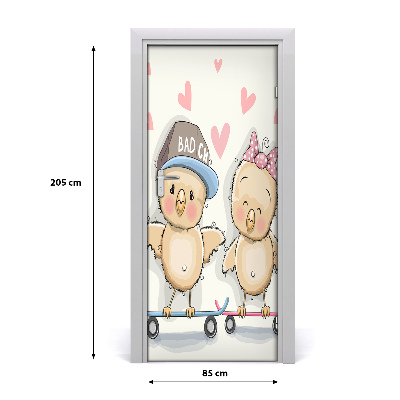 Papel de parede em porta Galinhas de skate