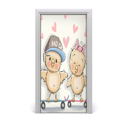 Papel de parede em porta Galinhas de skate